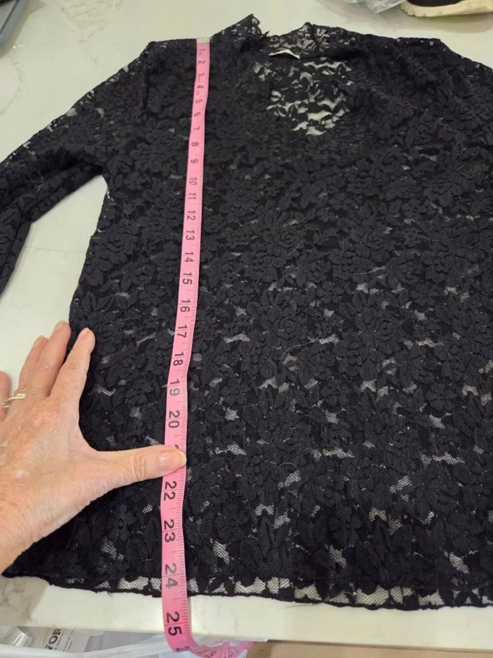 Free People‎ All Day Lace Top L Black Sheer Long Sleeve Scalloped V-Neck NWT